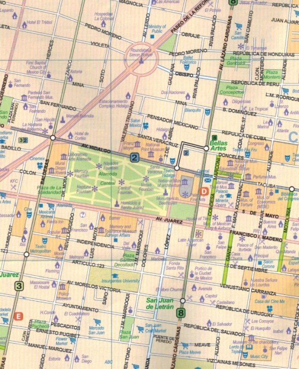 Meksyk Środkowy i miasto Meksyk. Mapa samochodowa / Plan miasta wydawnictwa ITMB. Fragment 1