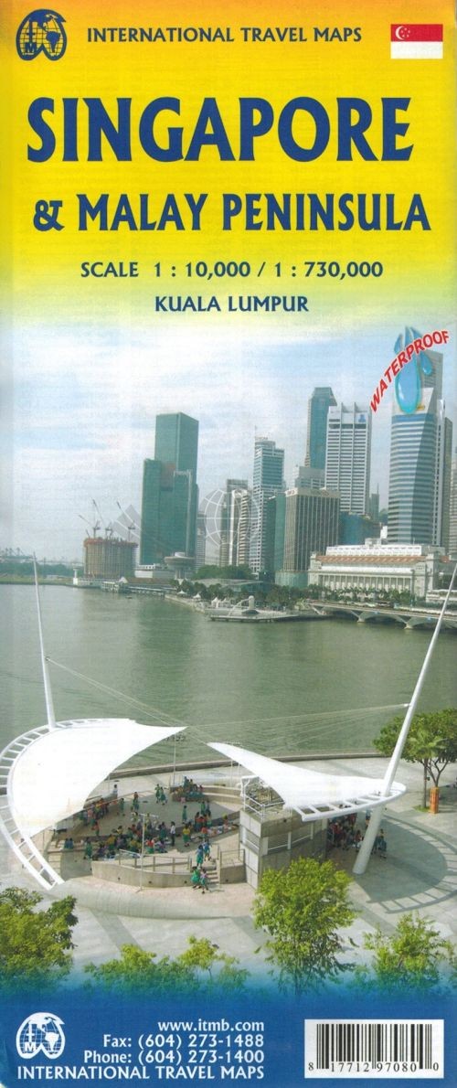 Singapur i Półwysep Malajski. Wodoodporna mapa samochodowo-turystyczna / Plan miasta. ITMB