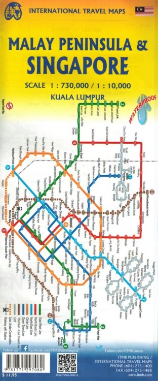 Singapur i Półwysep Malajski. Wodoodporna mapa samochodowo-turystyczna / Plan miasta wydawnictwa ITMB. Okładka - tył