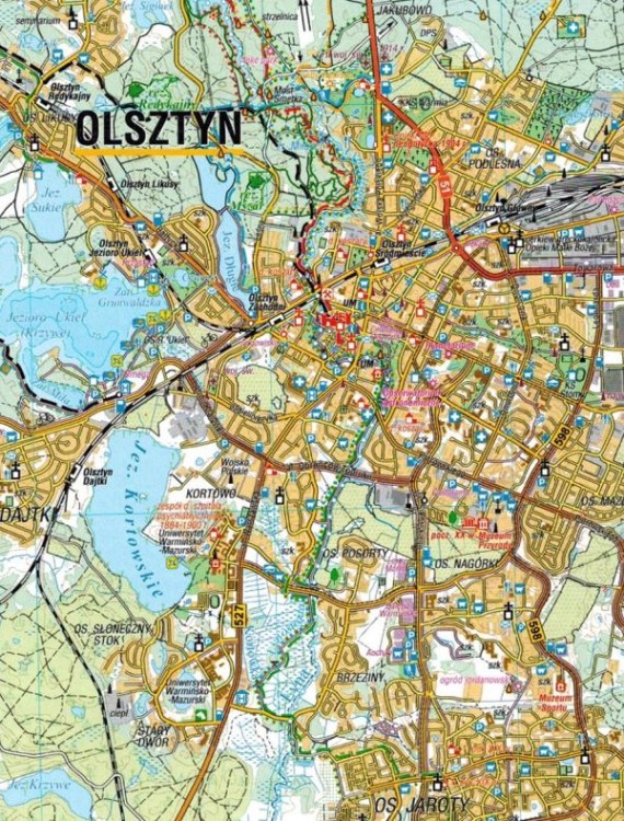 Pojezierze Olsztyńskie - część południowa. Mapa turystyczna wydawnictwa Compass. Fragment 1