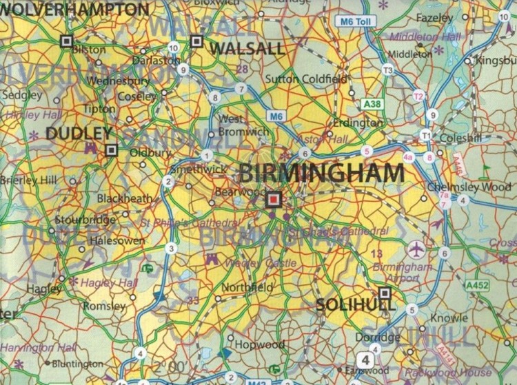 Anglia północna i środkowa. Mapa samochodowo-turystyczna wydawnictwa ITMB. Fragment 3