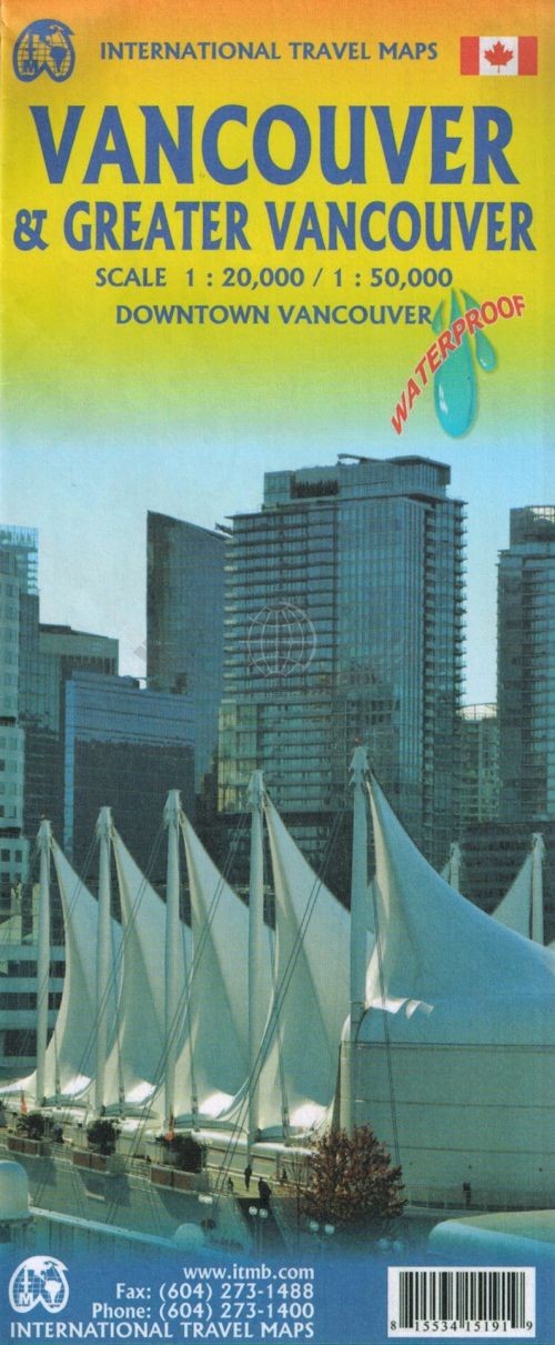Vancouver, Greater Vancouver. Wodoodporna mapa / plan miasta. ITMB