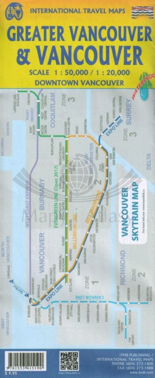 Vancouver, Greater Vancouver. Wodoodporna mapa / plan miasta wydawnictwa ITMB. Okładka - tył