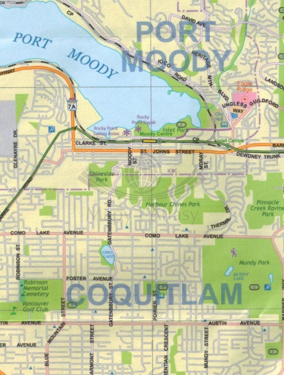 Vancouver, Greater Vancouver. Wodoodporna mapa / plan miasta wydawnictwa ITMB. Fragment 1