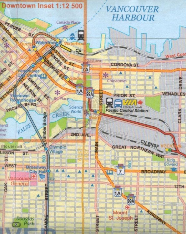 Vancouver, Greater Vancouver. Wodoodporna mapa / plan miasta wydawnictwa ITMB. Fragment 2