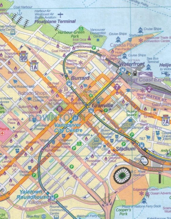 Vancouver, Greater Vancouver. Wodoodporna mapa / plan miasta wydawnictwa ITMB. Fragment 3