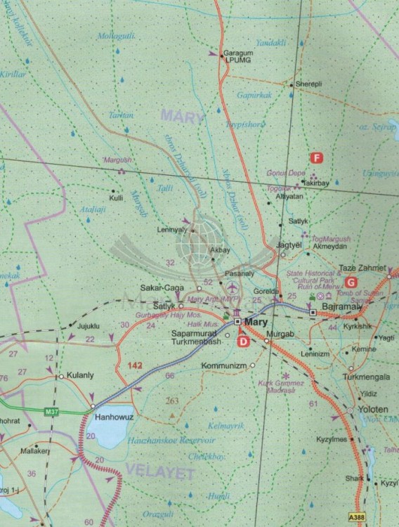 Turkmenistan i Afganistan. Mapa samochodowo-turystyczna. wydawnictwa ITMB. Fragment 1