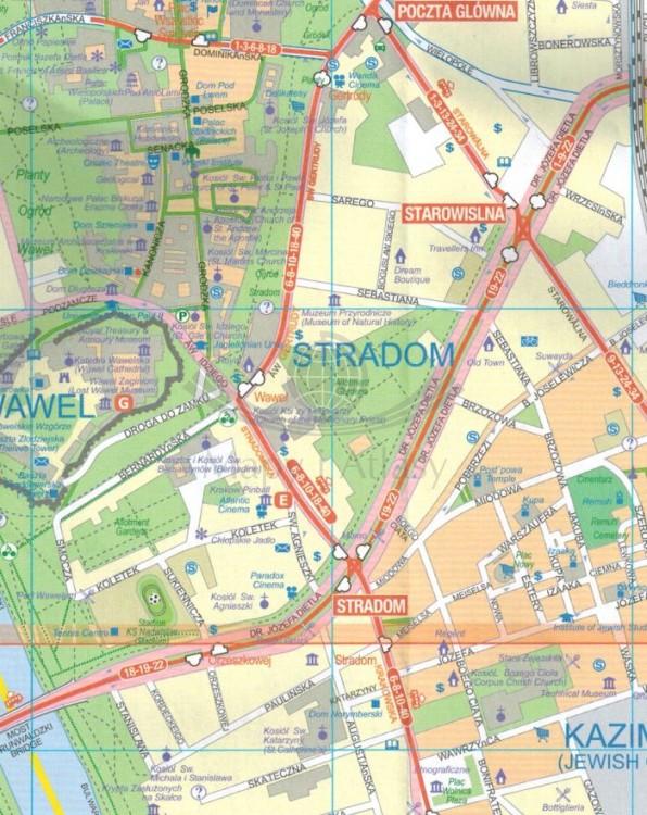 Kraków i Polska południowa. Mapa samochodowo-turystyczna wydawnictwa ITMB. Fragment 1