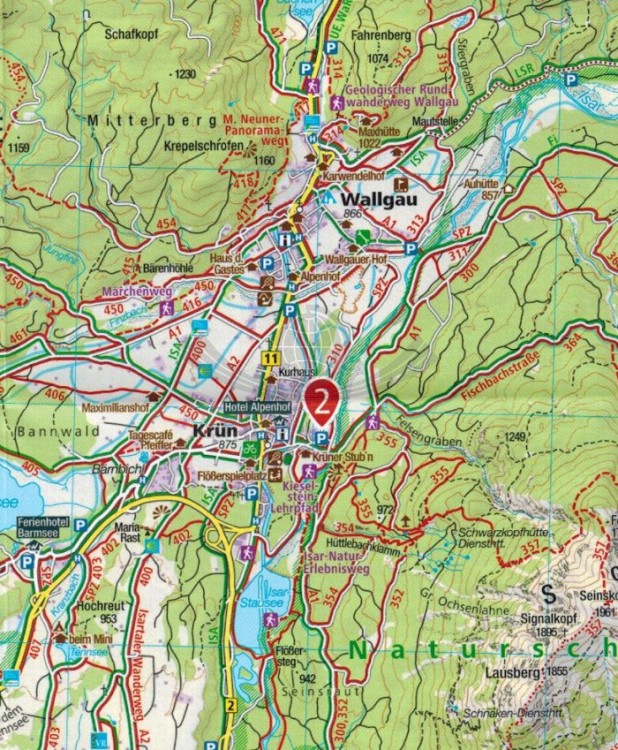 Karwendelgebirge. Wodoodporna mapa turystyczna wydawnictwa Kompass. Fragment 1