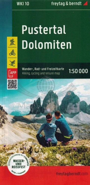 Pustertal Dolomiten, Sextener Dolomiten, Cortina d'Ampezzo. Wodoodporna mapa turystyczna WKI 10 wydawnictwa Freytag & Berndt. Okładka