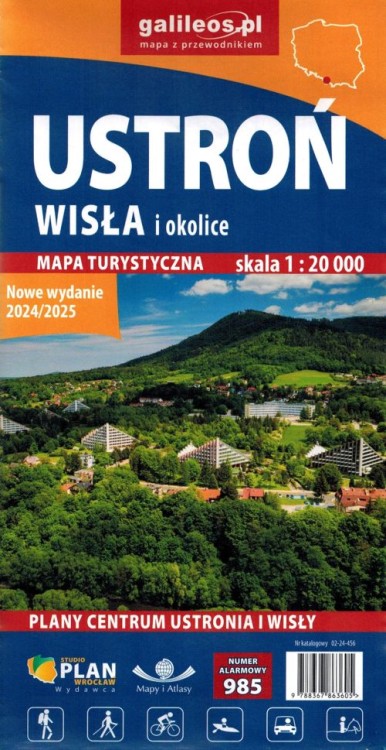 Wisła , Ustroń i okolice 1:20 000. Mapa turystyczna wydawnictwa Galileos. Okładka tył