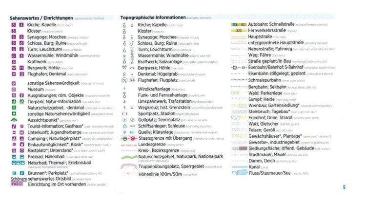 Trasa Odra-Nysa: od źródeł Nysy do Morza Bałtyckiego. Atlas rowerowy wydawnictwa Verlag Esterbauer. Legenda 2