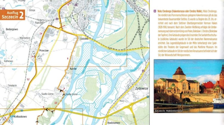 Trasa Odra-Nysa: od źródeł Nysy do Morza Bałtyckiego. Atlas rowerowy wydawnictwa Verlag Esterbauer. Przykładowe strony 2