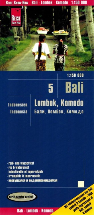 Bali, Lombok, Komodo. Wodoodporna mapa samochodowo-turystyczna wydawnictwa Reise Know-How. Okładka