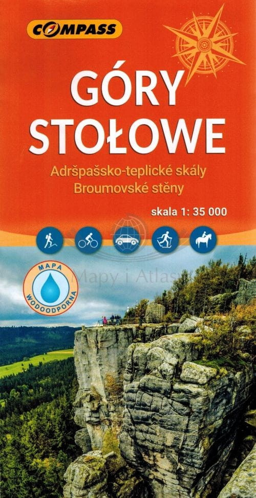 Góry Stołowe, Adrszpasko Teplickie Skały, Broumovske Steny. Laminowana mapa turystyczna. Compass