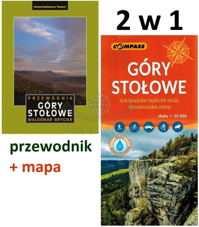 Góry Stołowe. Zestaw: przewodnik wydawnictwa Rewasz + laminowana mapa turystyczna wydawnictwa Compass