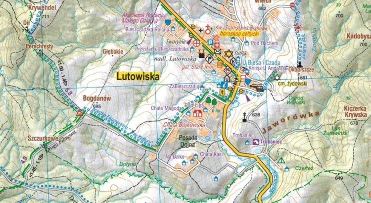Bieszczady - Ustrzyki Dolne, Holica, Lutowiska 1:25 000. Mapa turystyczna wydawnictwa Galileos. Fragment 3