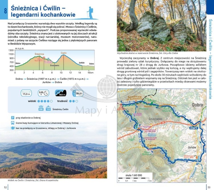 Beskid Wyspowy. Przewodnik turystyczny wydawnictwa Compass. Przykładowe strony 1