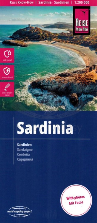 Sardynia 1:200 000. Wodoodporna mapa samochodowo-turystyczna wydawnictwa Reise Know-How. Okładka