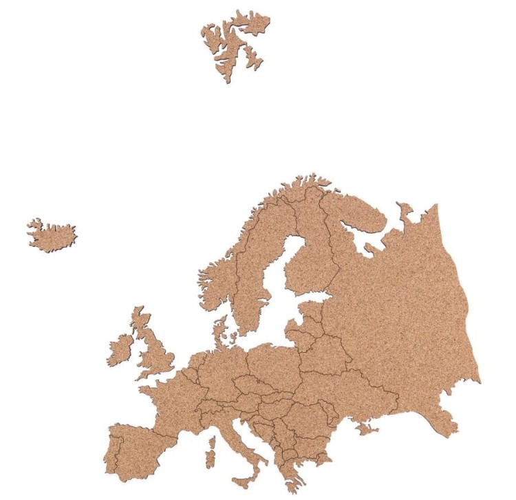 Europa. Mapa korkowa M: 39 x 45 cm