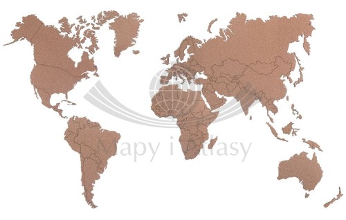 Świat. Mapa korkowa M: 110 x 65 cm