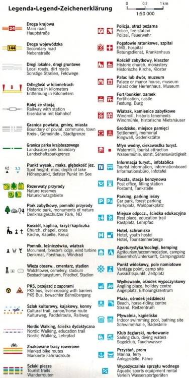 Powiat Międzychodzki 1:50 000. Mapa turystyczna wydawnictwa TopMapa. Legenda