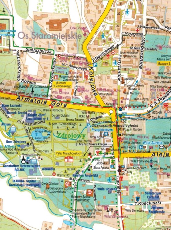 Nałęczów 1:9 000. Puławy, Kazimierz Dolny. Mapa turystyczna / Plan miasta wydawnictwa Galileos. Plan miasta - fragment