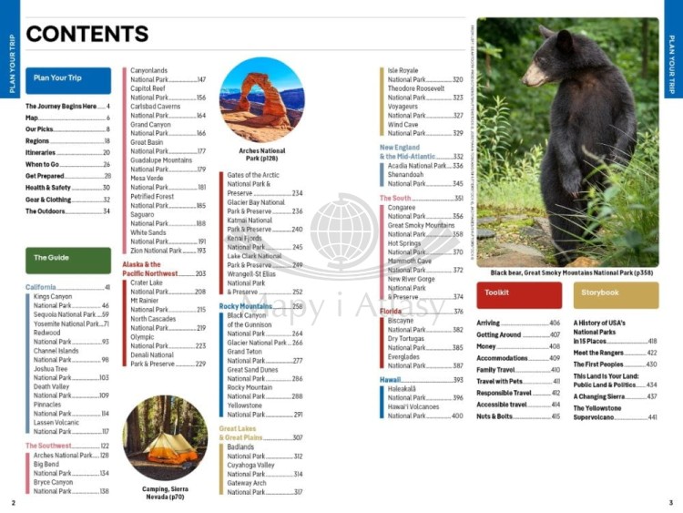 USA Parki Narodowe / USA's National Parks. Przewodnik wydawnictwa Lonely Planet. Spis treści