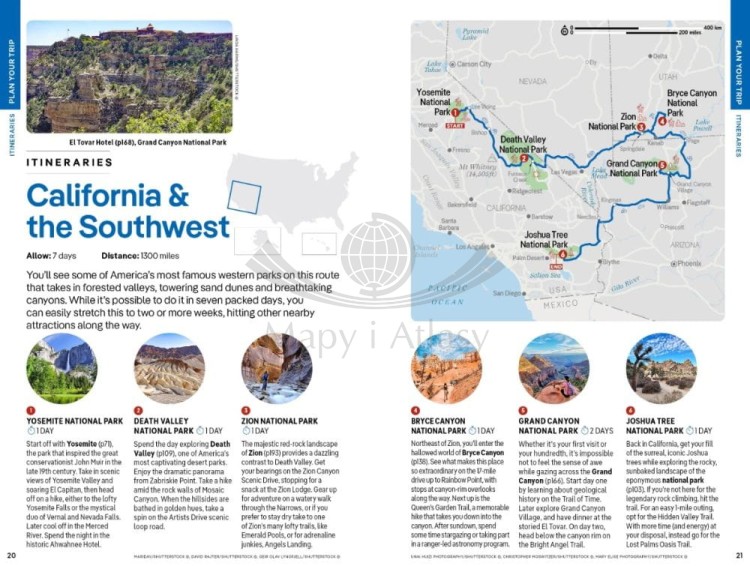 USA Parki Narodowe / USA's National Parks. Przewodnik wydawnictwa Lonely Planet. Przykładowe strony 1