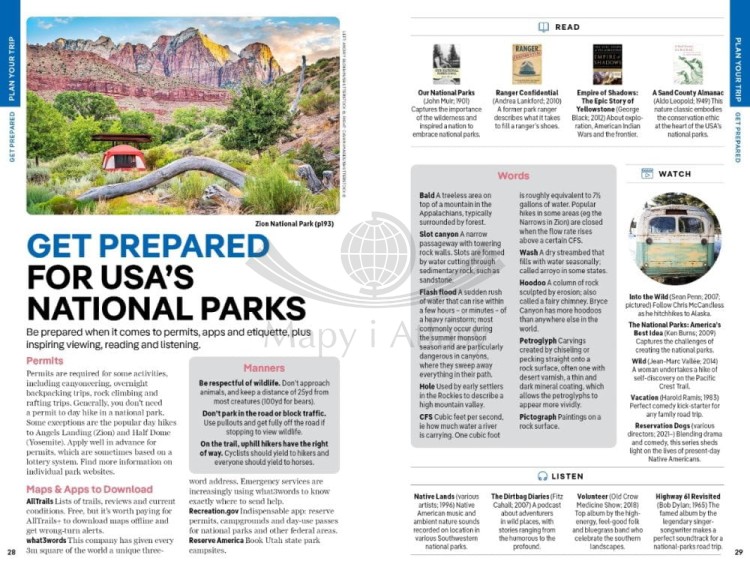 USA Parki Narodowe / USA's National Parks. Przewodnik wydawnictwa Lonely Planet. Przykładowe strony 3
