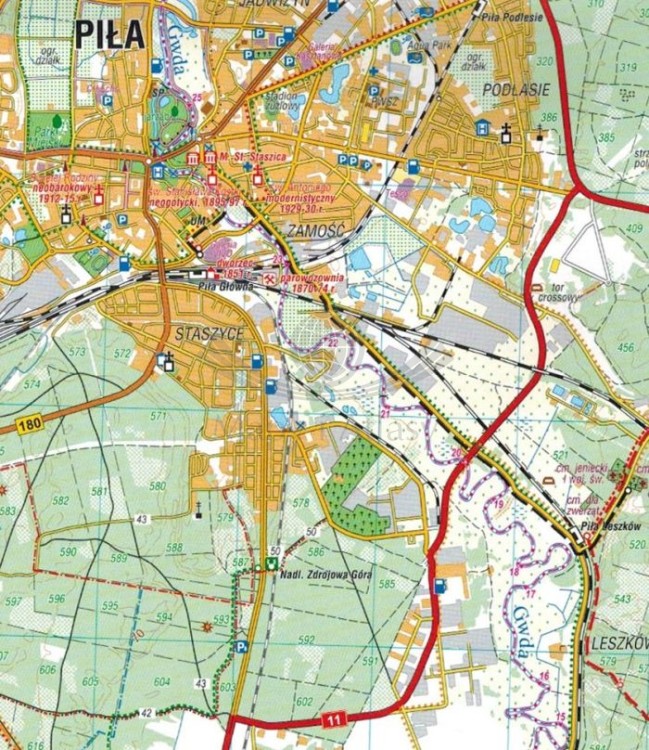 Lasy Pilskie 1:50 000. Złotów, Borne Sulinowo, Wałcz, Piła. Mapa turystyczna wydawnictwa Compass. Fragment 1