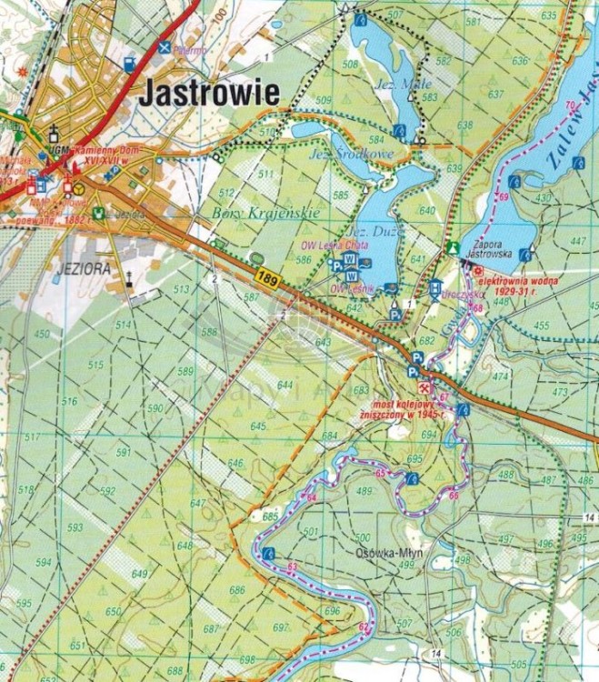 Lasy Pilskie 1:50 000. Złotów, Borne Sulinowo, Wałcz, Piła. Mapa turystyczna wydawnictwa Compass. Fragment 4
