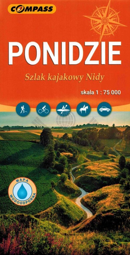 Ponidzie 1:75 000. Szlak kajakowy Nidy. Laminowana mapa turystyczna. Compass