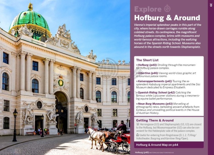 Wiedeń / Vienna. Przewodnik Pocket z mapą wydawnictwa Lonely Planet. Przykładowe strony 4