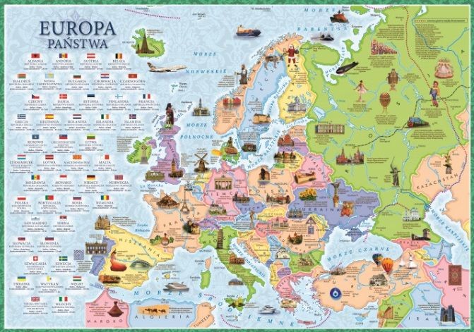 Europa- państwa. Laminowana mapa. Pisakiem po mapie wydawnictwa Demart.