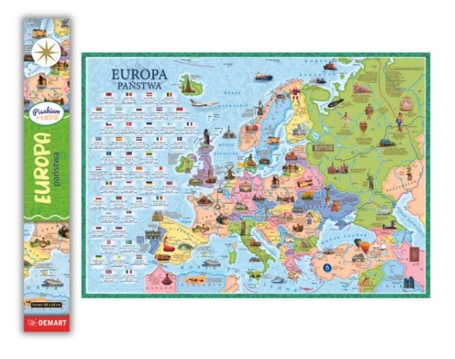 Europa- państwa. Laminowana mapa. Pisakiem po mapie wydawnictwa Demart.