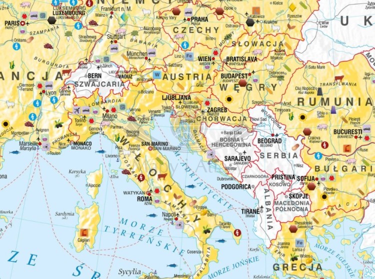 Unia Europejska 1:3 200 000. Mapa ścienna gospodarcza wydawnictwa Meridian. Fragment 1