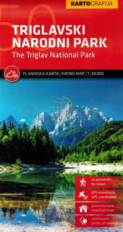 Triglavski Park Narodowy 1:50 000. Mapa turystyczna wydawnictwa Kartografija. Okładka