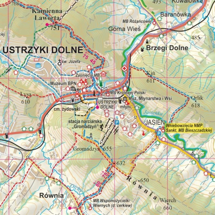 Bieszczady 1:50 000. Mapa ścienna turystyczna. Fragment 1