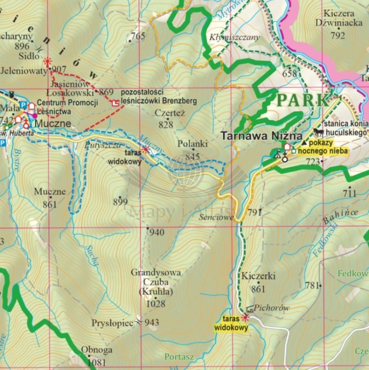 Bieszczady 1:50 000. Mapa ścienna turystyczna. Fragment 3