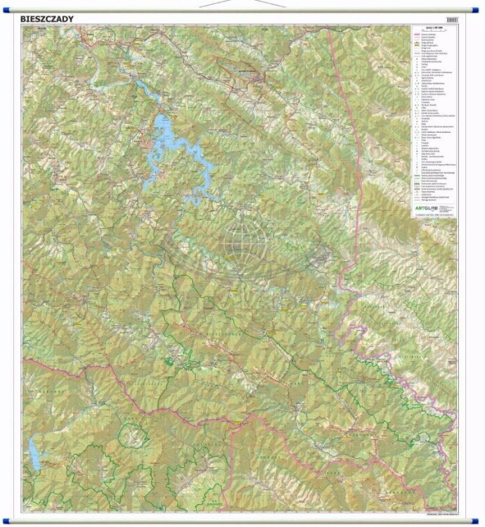 Bieszczady 1:50 000. Mapa ścienna turystyczna.