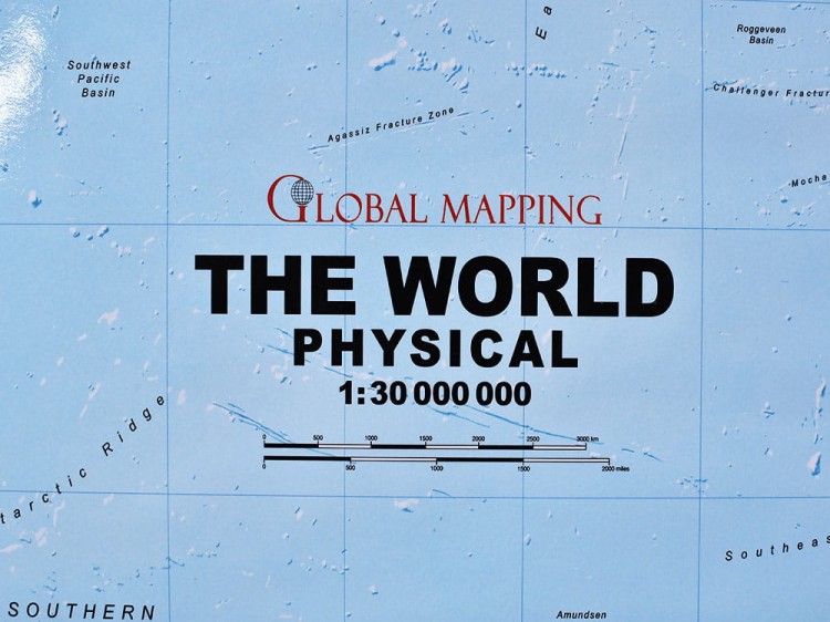 Świat 1:30 000 000. Mapa ścienna fizyczna wydawnictwa Global Mapping. Fragment 6