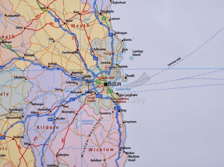 Wyspy Brytyjskie / Wielka Brytania i Irlandia. Mapa ścienna administracyjno-drogowa wydawnictwa Global Mapping. Fragment 2
