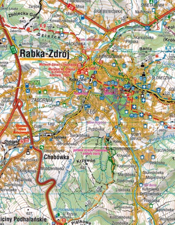 Gorce 1:40 000. Laminowana mapa turystyczna wydawnictwa Compass. Fragment 3