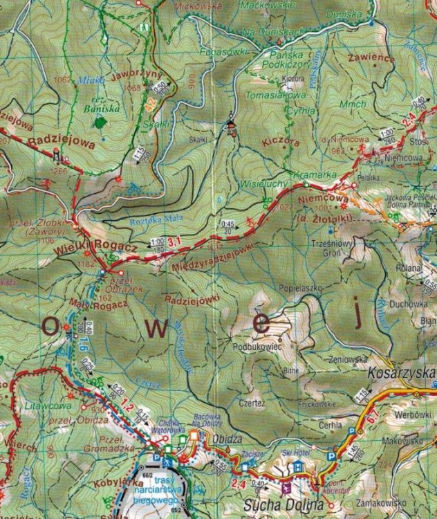 Beskid Sądecki 1:50 000. Laminowana mapa turystyczna wydawnictwa Compass. Fragment 1