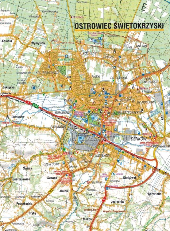 Góry Świętokrzyskie 1:60 000. Mapa turystyczna wydawnictwa Compass. Fragment 3
