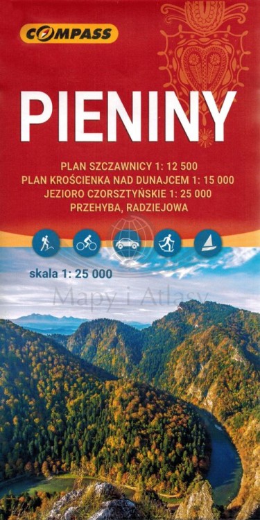 Pieniny 1:25 000. Mapa turystyczna wydawnictwa Compass. Okładka