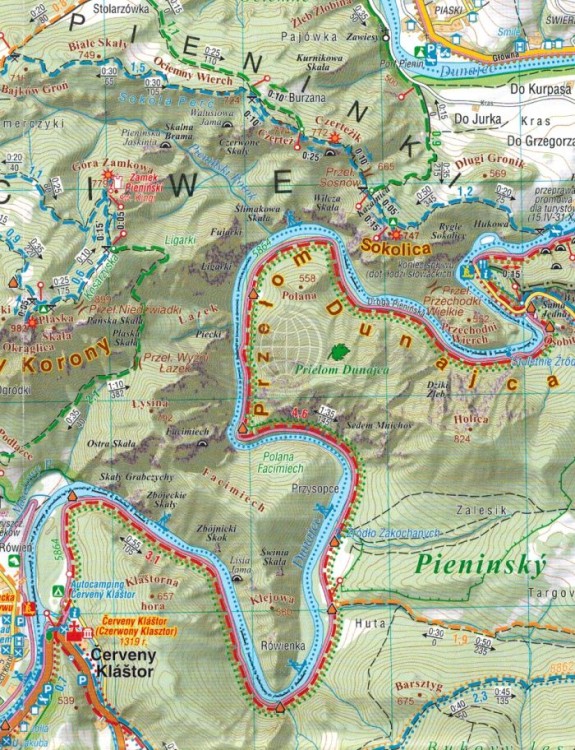 Pieniny 1:25 000. Mapa turystyczna wydawnictwa Compass. Fragment 1