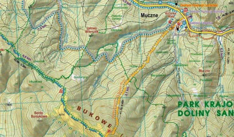 Bieszczady - Worek Bieszczadzki 1:25 000. Laminowana mapa turystyczna wydawnictwa Galileos. Fragment 1