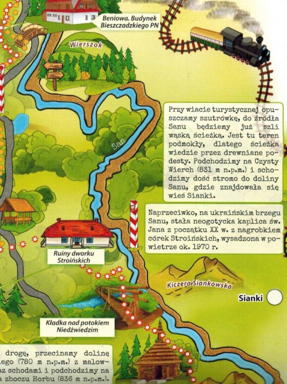Bieszczady - Worek Bieszczadzki 1:25 000. Laminowana mapa turystyczna wydawnictwa Galileos. Fragment opisu wycieczki
